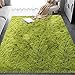 FZCBY Moderne Langflor Teppich, rutschfest Wohnzimmer Teppiche, Flauschiger Weicher Schlafzimmer Teppich, Für-Shaggy Kinderteppiche, Grün, 120x160 cm