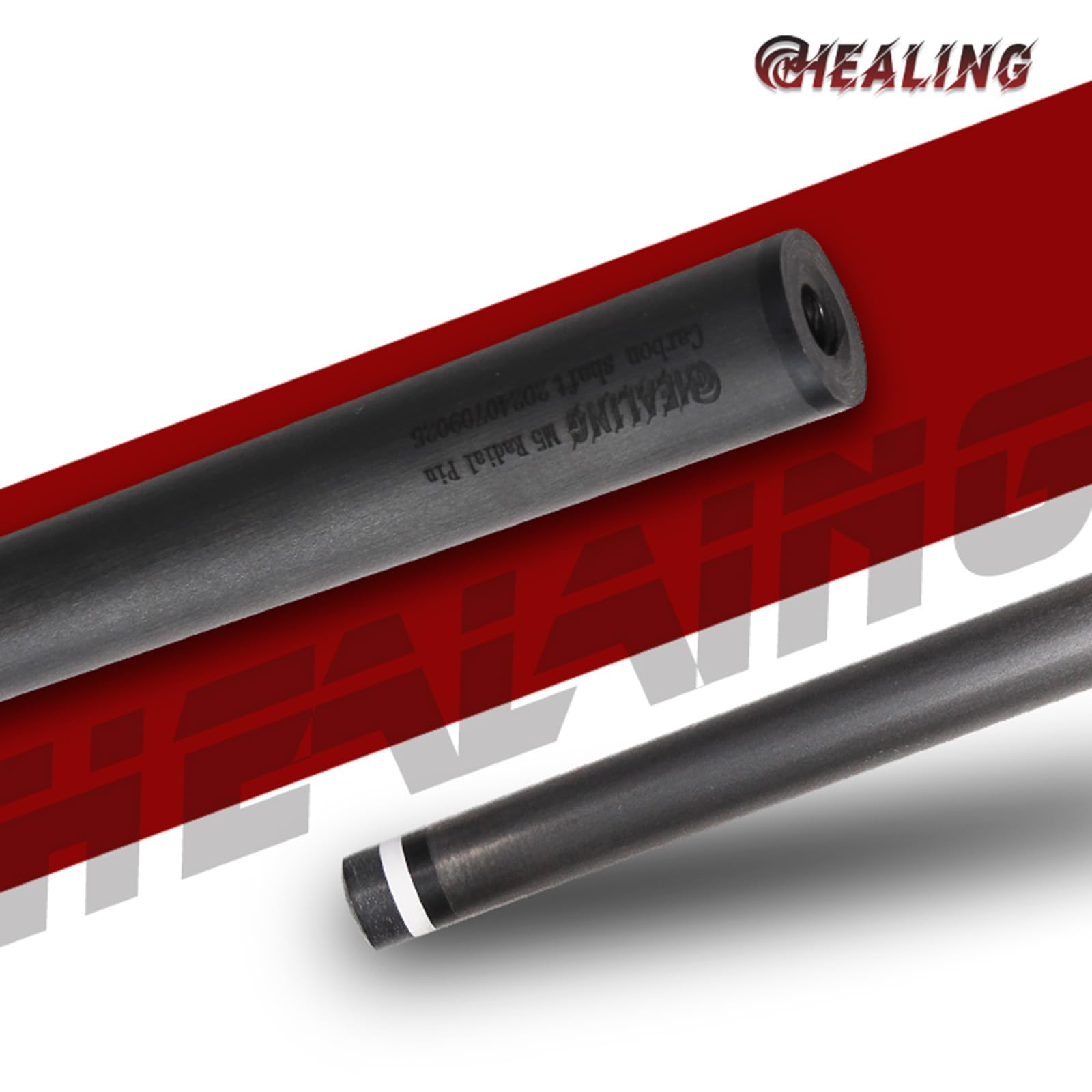 KHEALING La stecca in fibra di carbonio ha un diametro frontale di 12,4 mm e una lunghezza di 737 mm. È adatta per l'estremità posteriore delle stecc da biliardo con un connettore a 3 denti