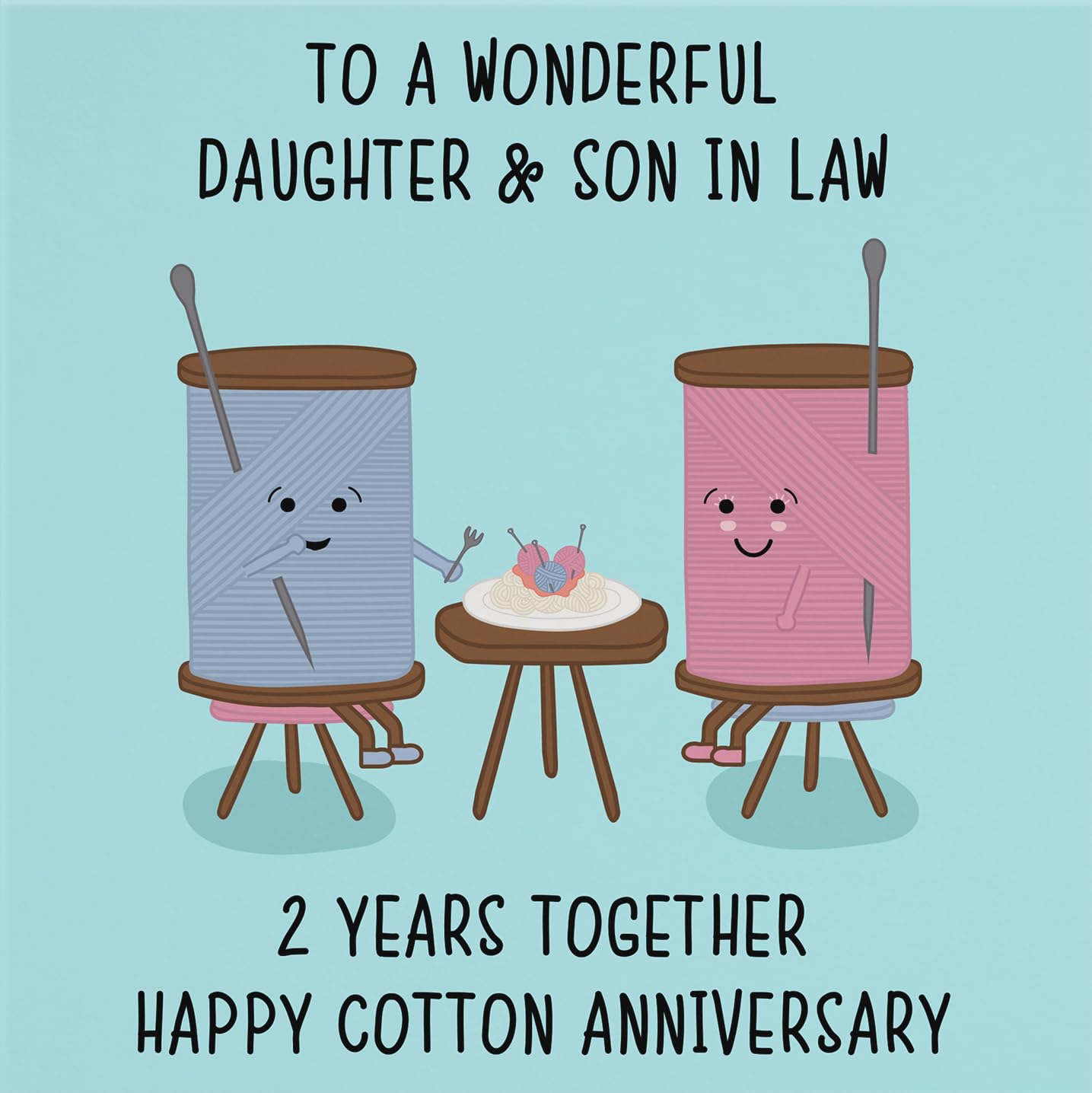 Hunts England, Daughter And Son In Law 2nd Anniversary Card, Fun Cute Anniversary Card, 2 Years Together - Image 2