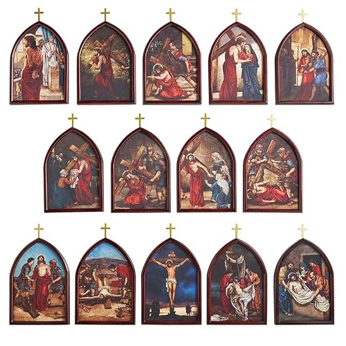 CatholicStore Stations of the Cross Wood Plaque Set