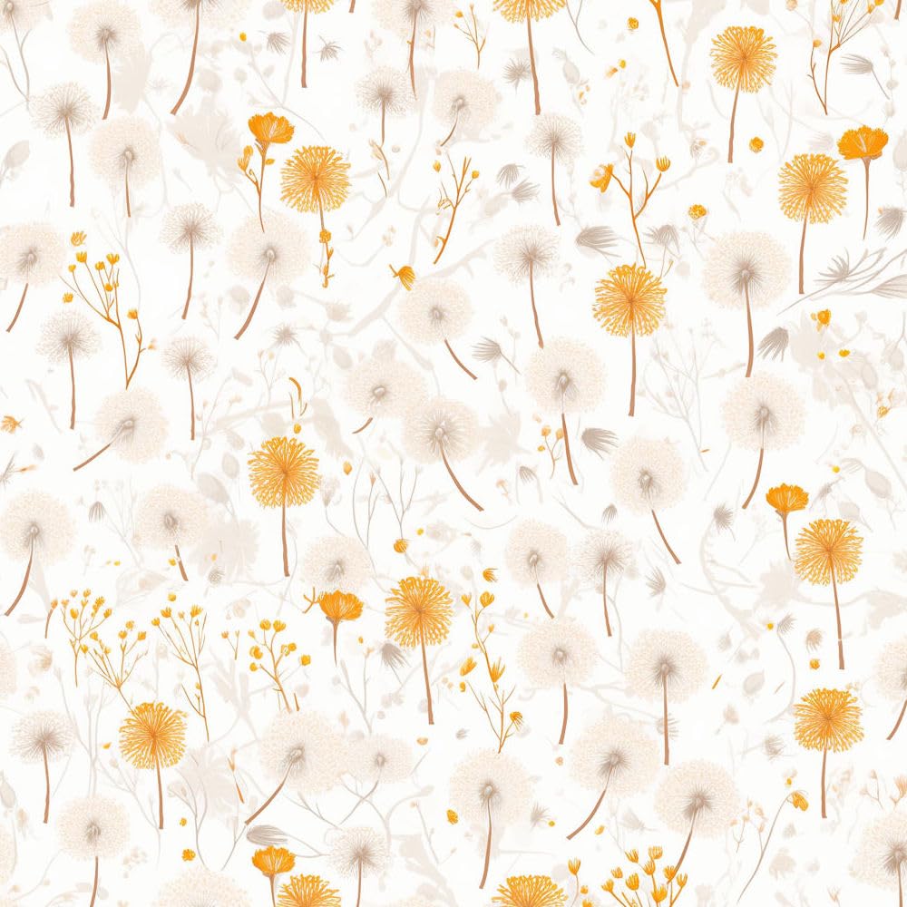 JIAOQSS Peel and Stick Wallpaper Orange Dandelion Stick on Wallpaper Modern Flowers Vinyl Wrap Furniture Sticker Sticky Back Contact Paper Living Room Bedroom