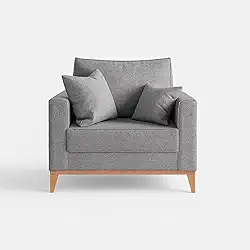 Poltrona Beny Revestimento em Linho Pes em Madeira (CINZA)