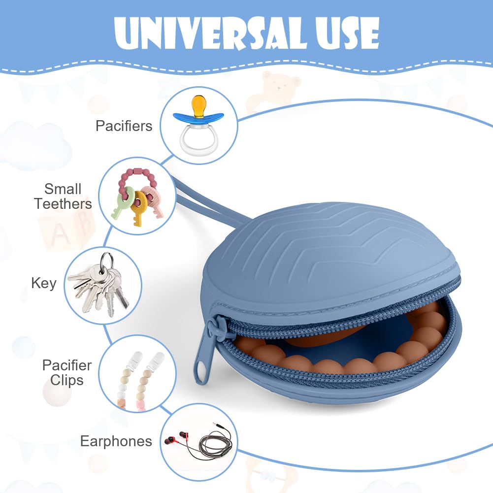 Boite a Sucette Bebe 3pcs Silicone Rangement Portable Impermeable sans BPA Voyage Gris fume Kaki Bleu