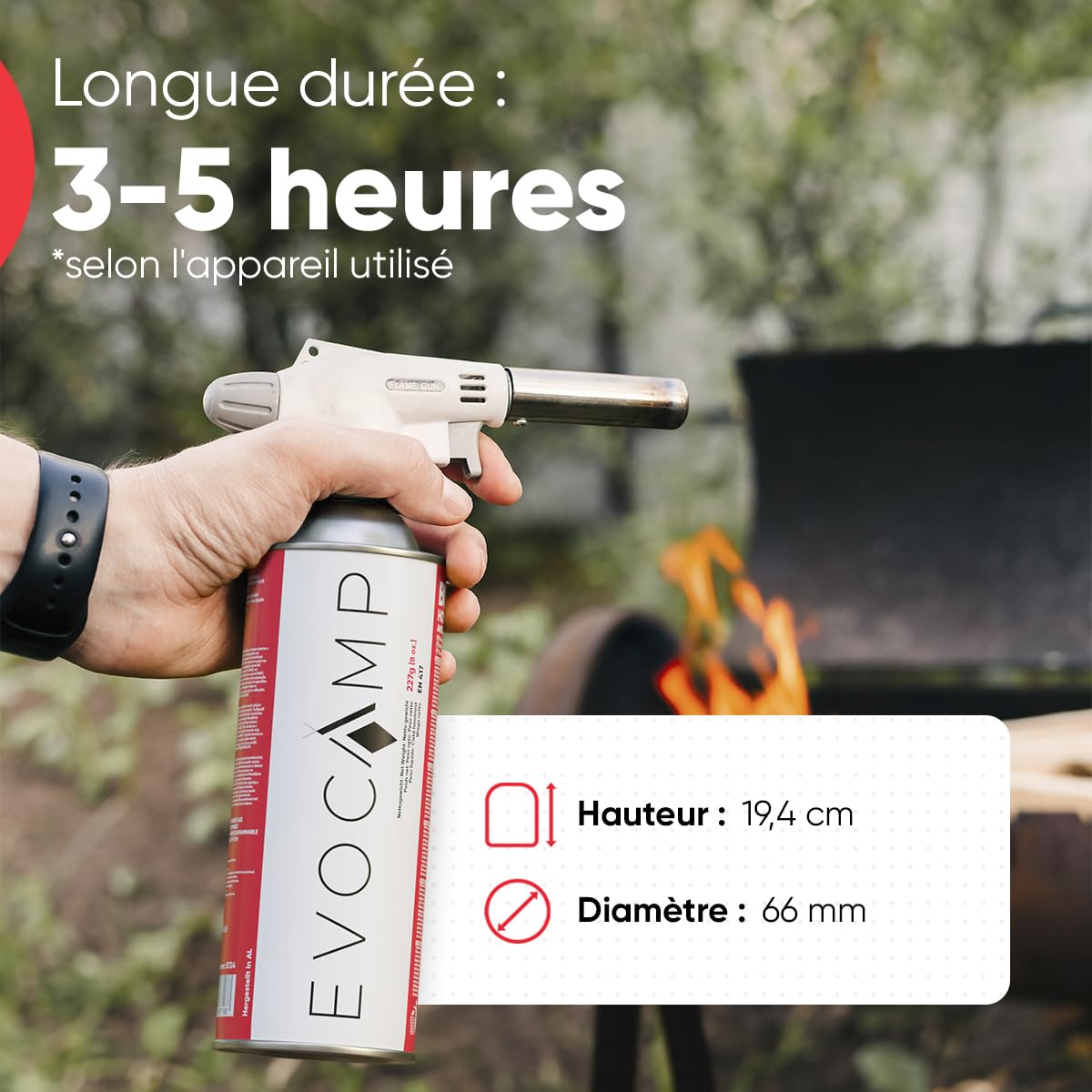 EVOCAMP Bouteille de gaz Butane Type MSF-1a Valve à baïonnette idéale pour réchaud Camping Chauffage au brûleur Mauvaises Herbes Cartouche Universelle sous Pression