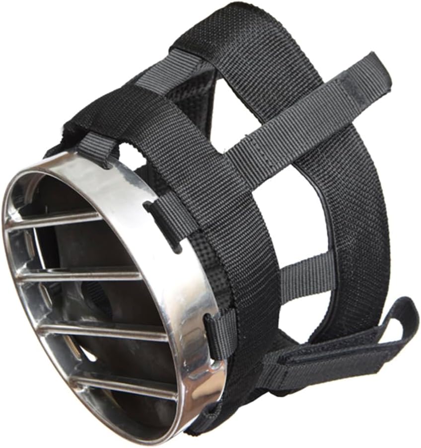 Aluminum Framed Cribbing Biting Muzzle Nylon Web Rubber Padding Black