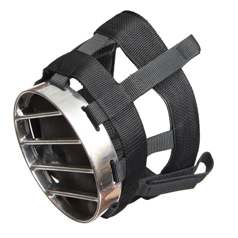 Focinheira para cavalo com armação de alumínio, nylon e proteção acolchoada HILASON, preta, tamanho Grande (Large)
