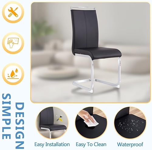 Miniatura 6 de gopop Juego de 6 mesas de comedor para 6, sillas de mesa de cocina, mesa lacada blanca de alto brillo de 55 pulgadas y marco de metal galvanizado,