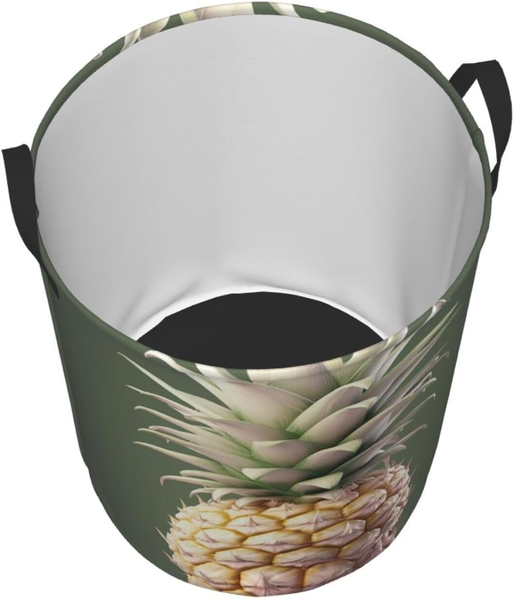 Lovely Pineapple Laundry Basket With Handles, Foldable Laundry Hamper Oxford Cloth Dirty Clothes Basket Waterproof Clothes Toys Storage Bin Organizer for Bedroom Bathroom Dorm
