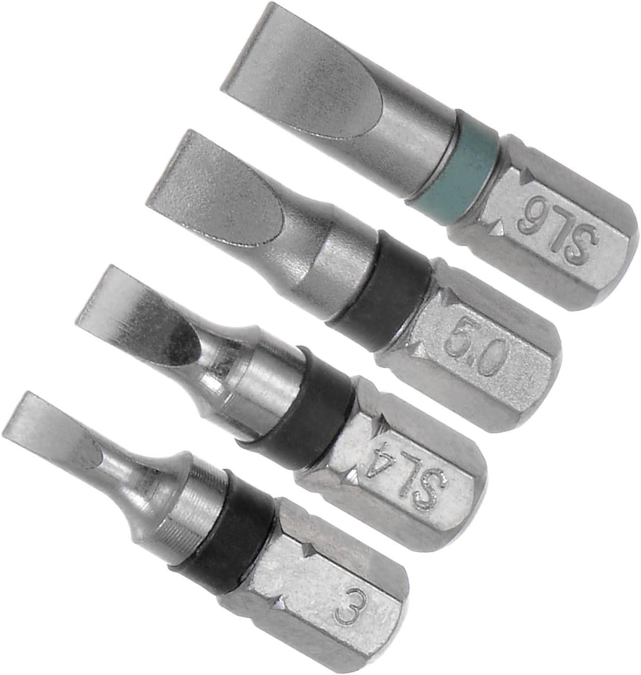Slotted Screwdriver Bits, 3-6mm Head 25mm Length 1/4" Hex Shank, Steel Flat Head Screwdriver Bit - (Applications: for Automobile Repair), 4-Pieces