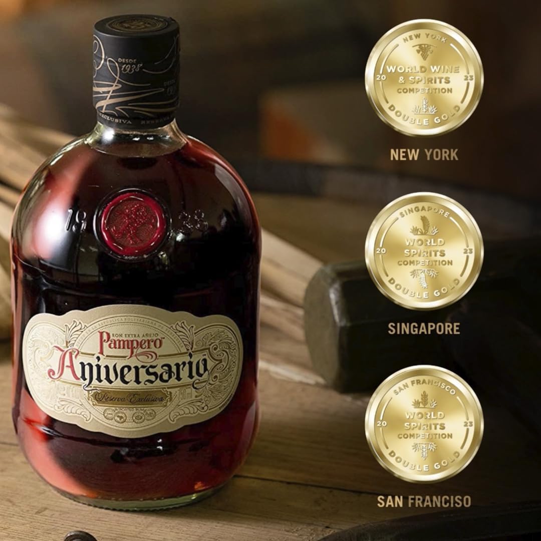 Rum Pampero Aniversario 70 cl – Riserva Premium Pluripremiata, Invecchiata in Botti Ex-Sherry e Bourbon. 40% Vol.