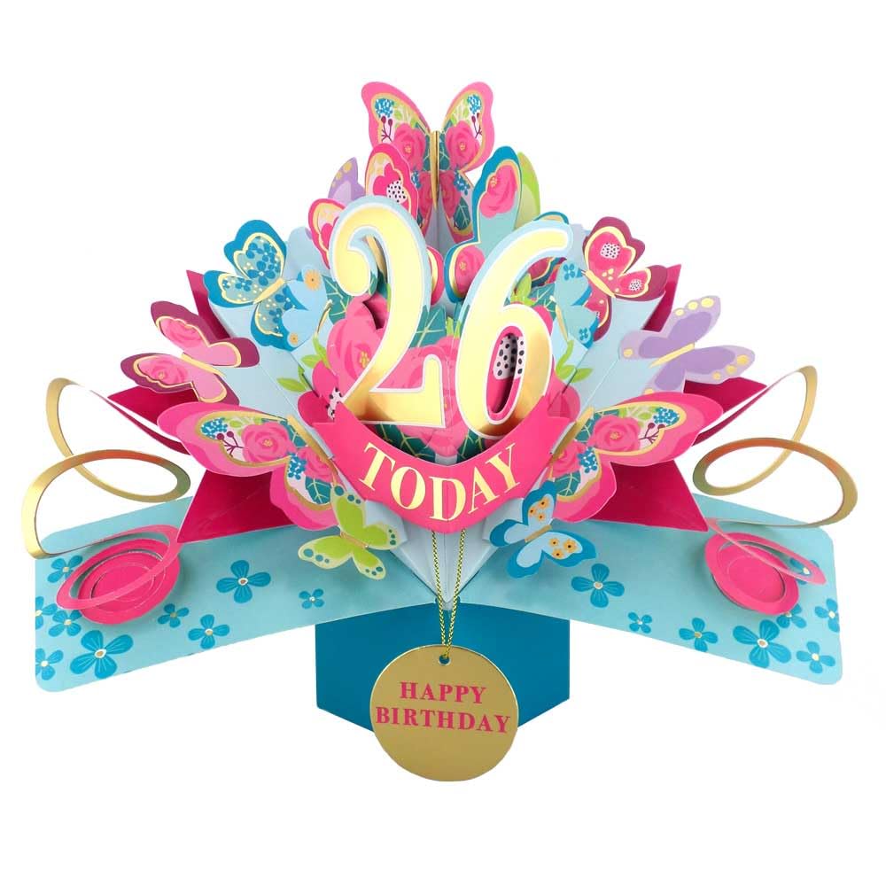 26 Today Happy 26th Birthday Pop-Up Greeting Card Love Kate's Pop Up Cards Her Design POP236MC26 — image 1