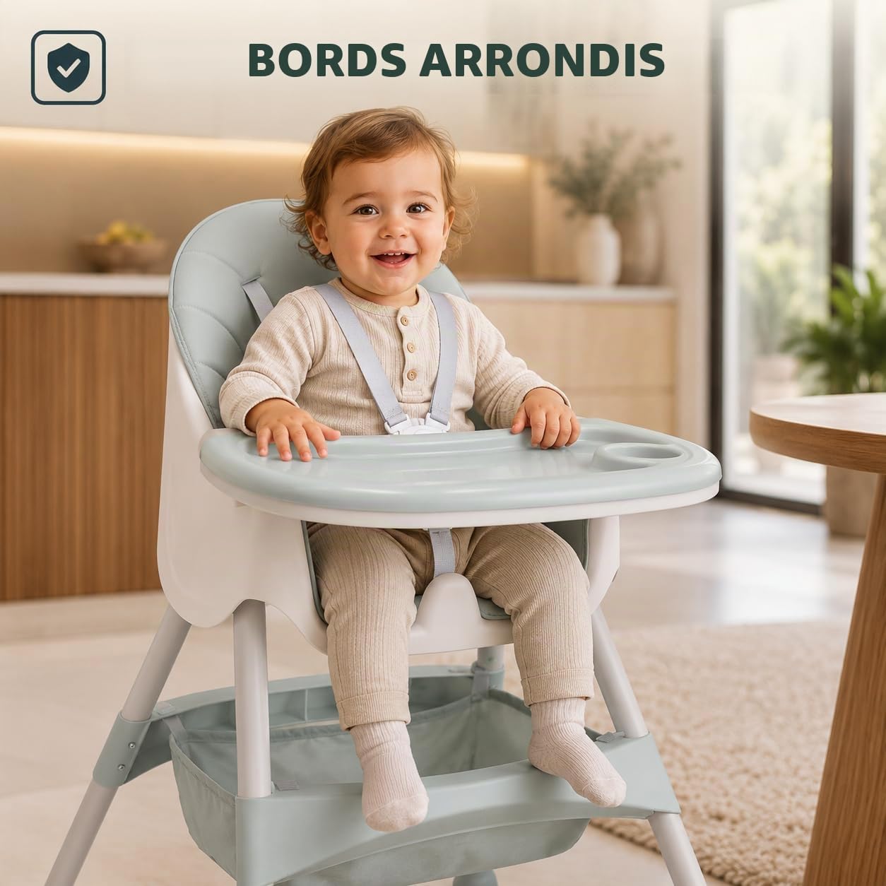 Baby Vivo Chaise haute Bébé 2 en 1 réglable pour Enfant avec Tablette Amovible de 6 Mois à 3 Ans - Panier suspendu - Oscar en Turquoise