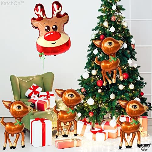 Miniatura 7 de KatchOn, Decoraciones de globos de Feliz Navidad, grandes, paquete de 5, globos de reno  Globo de Mylar de ciervo para decoraciones de fiestas de