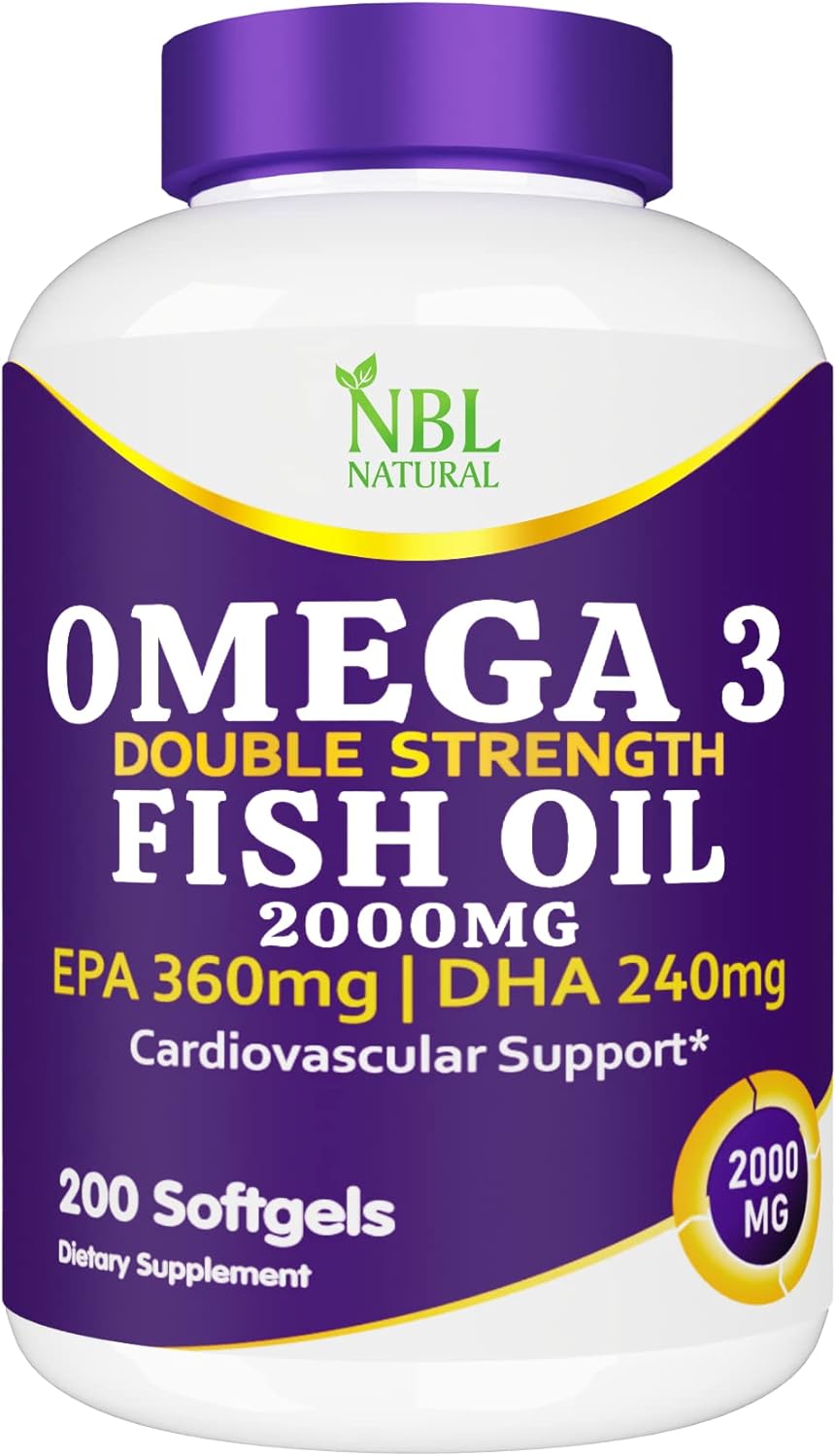 NBL NATURAL Omega 3 Fish Oil 2000 mg 360 EPA 240 DHA Double Strength