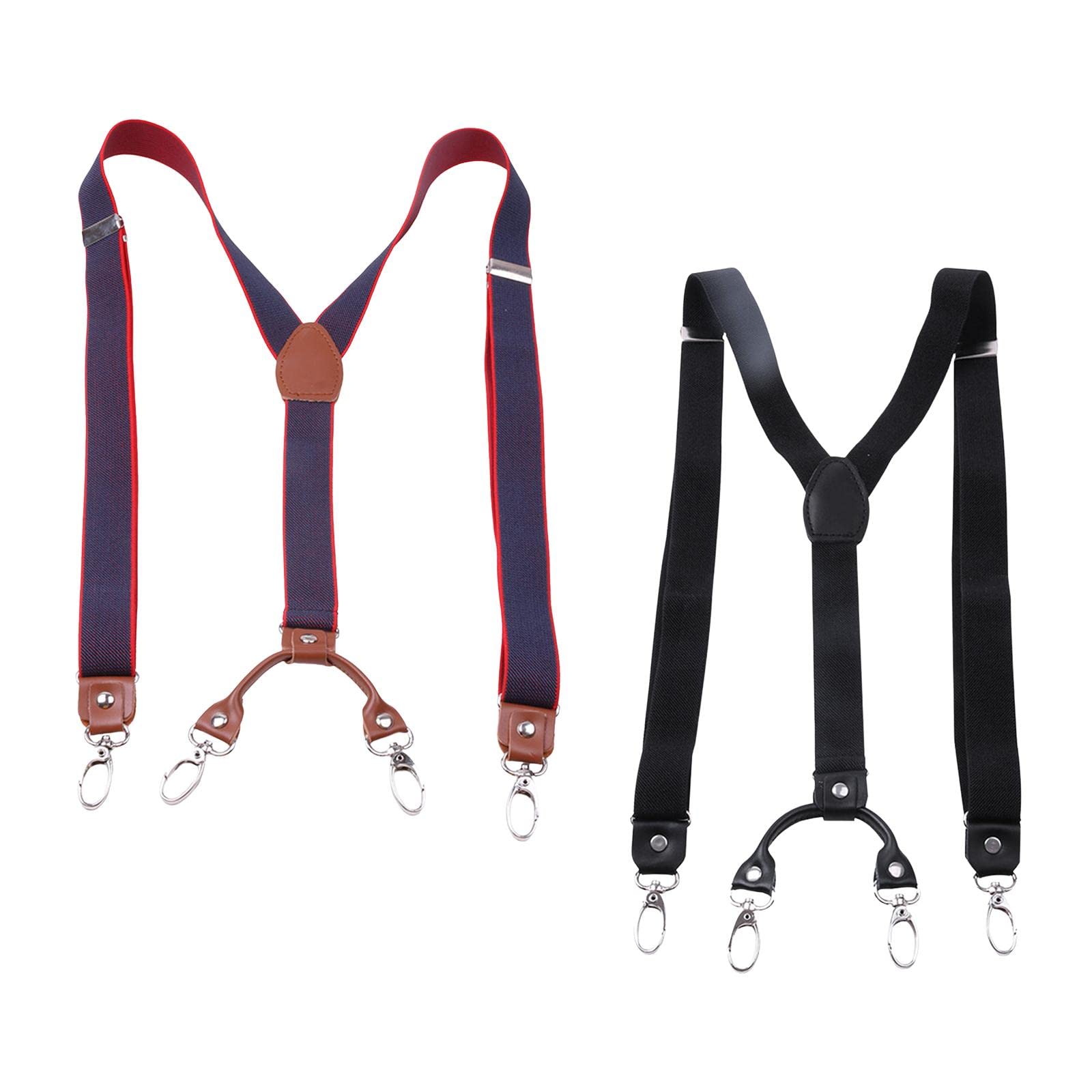 2pcs Mens Suspenders Adjustable Heavy Duty Elastic Straps Blue Black-image-17