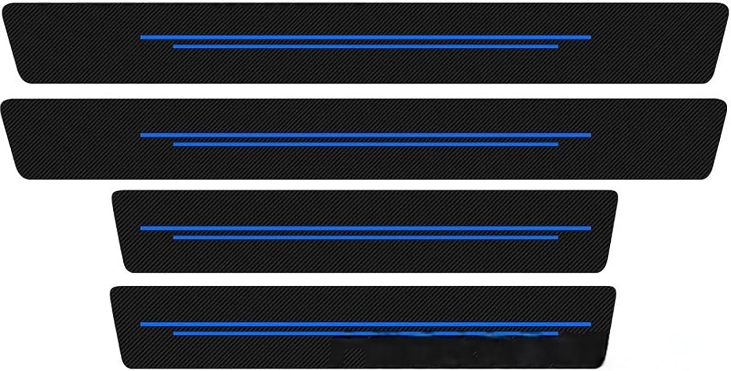 RCZHAK Car Door Sill Protector for KIA Sportage/Sportage PHEV, Carbon Fibre Anti Scratch Waterproof Self Adhesive Scuff Plate Protector Strip,B Blue