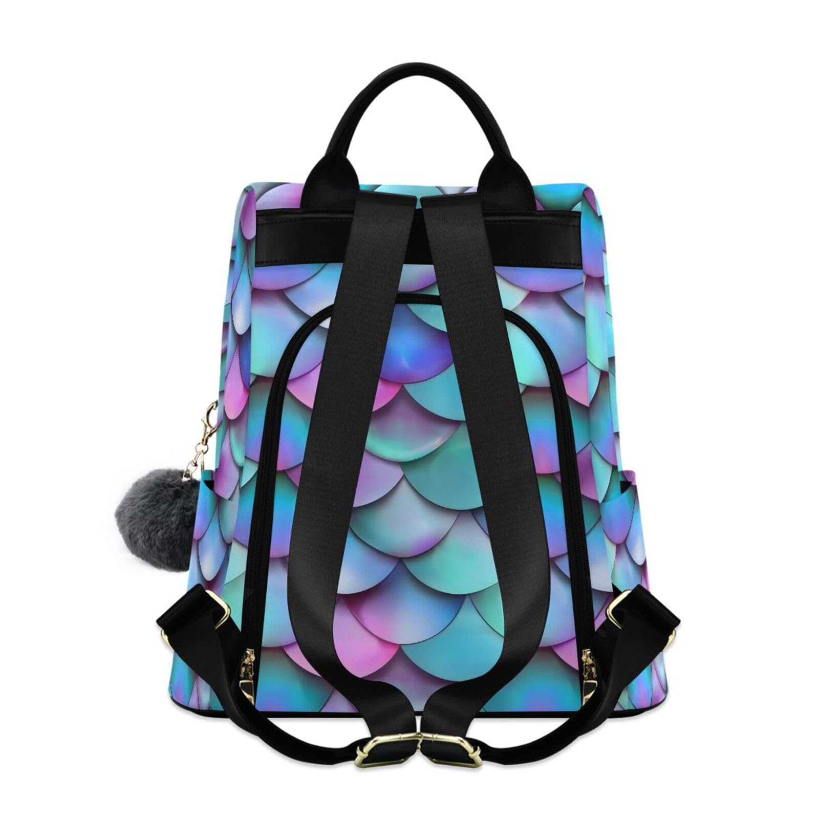 Beautiful Fish Mermaid Scales Backpack for Women Anti Theft Large Fashion Travel Shoulder Bag Purse Rucksack Lightweight