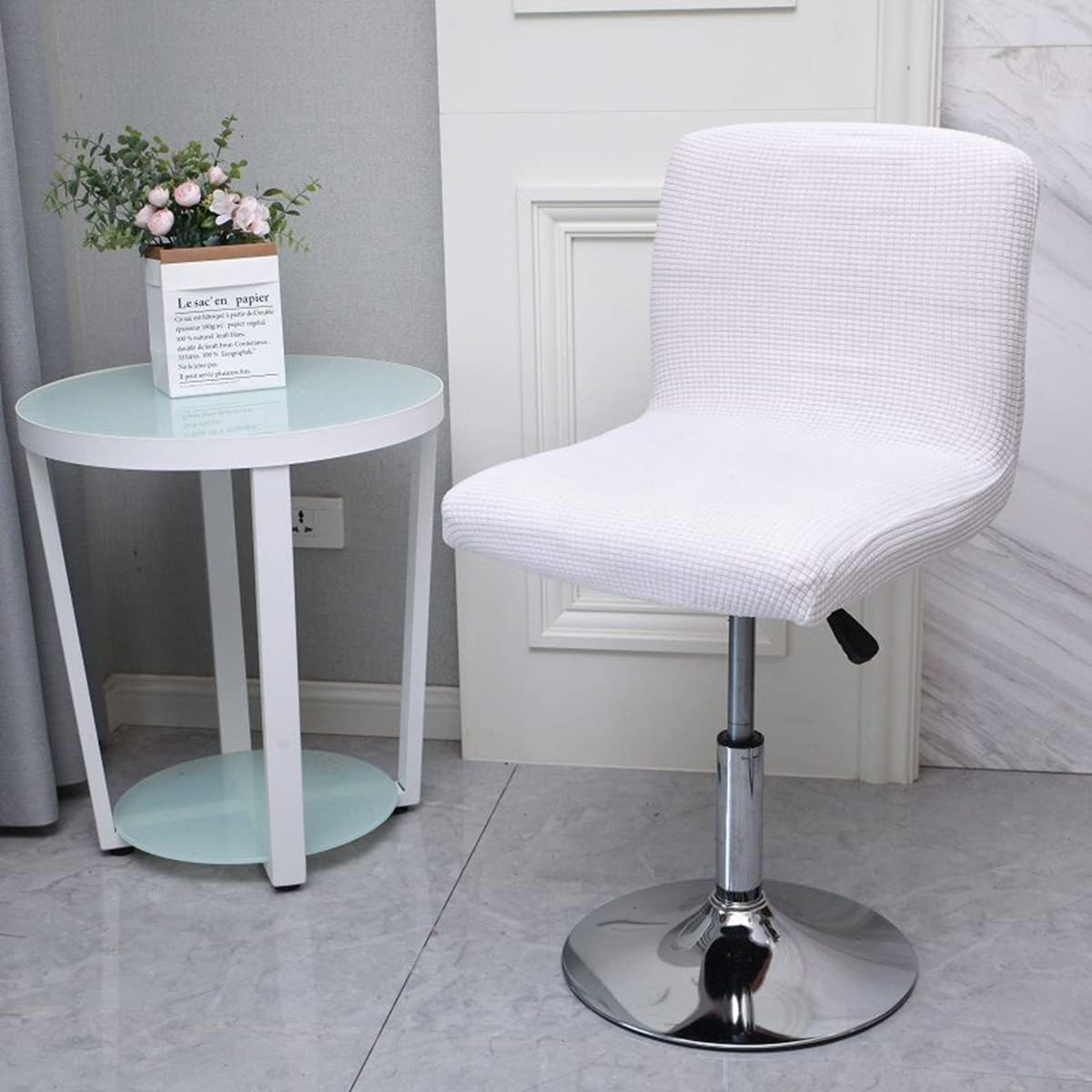 Hoowarm Bar Stool Covers Set of 1/2/4 with Short Backs Swivel, Low Square Back Bar Stool Chairs Slipcovers Cover Protector, for Pub Kitchen Counter Height Bar Stool Chair (Color : G, Size : 1PCS)