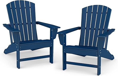 Miniatura 1 de BRIOPAWS Adirondack - Juego de 2 sillas para hoguera, de gran tamaño, plástico HDPE, resistente a la intemperie, para terraza, exterior, piscina,