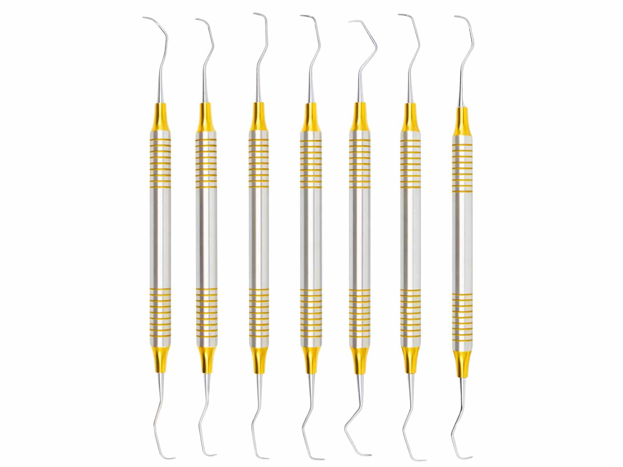 ARTMAN INSTRUMENTS Gracey Curettes Set (7 Pcs) – Most Common Sizes, Gold Plasma Coated, Precision Dental Instrument for Scaling, Root Planing, and Periodontal Treatment