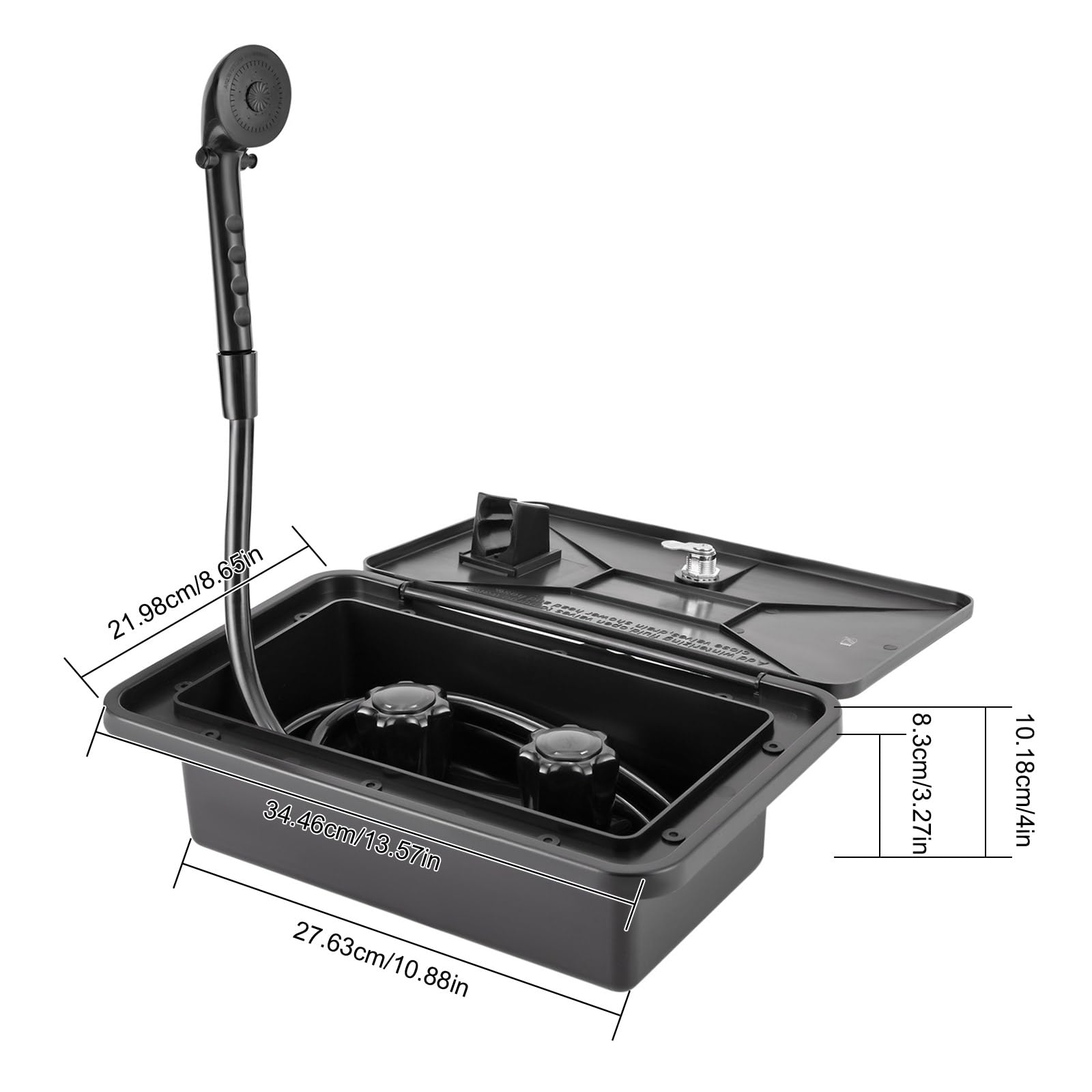 Kit doccia per camper, doccia da esterno per camper, doccia da campeggio con trattamento dell'acqua calda e fredda e tubo flessibile da 4,92 m, per barca, camper, roulotte (nero)