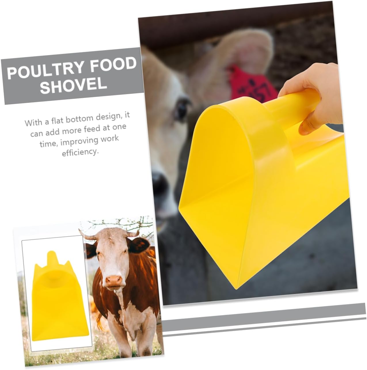 Mikikit 4pcs Shovel for Livestock Ergonomic Handle Poultry Feeding Scoop for Farm and Garden Use