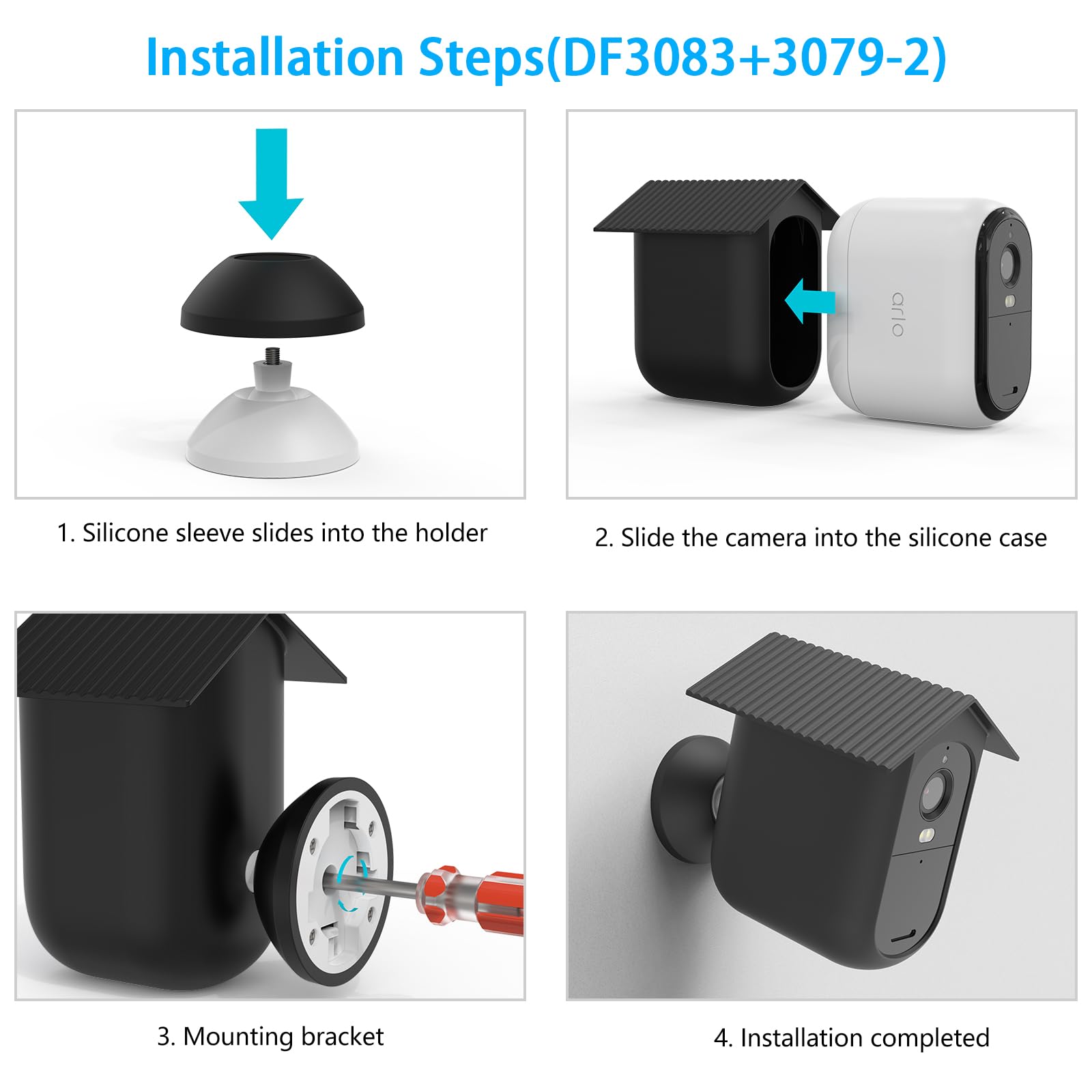 HOLACA Silikonhülle kompatibel mit Arlo Essential 2/3 XL (Kamera Nicht enthalten), wasserdicht, weich, leicht, langlebig Silikonhülle, 2 Stück
