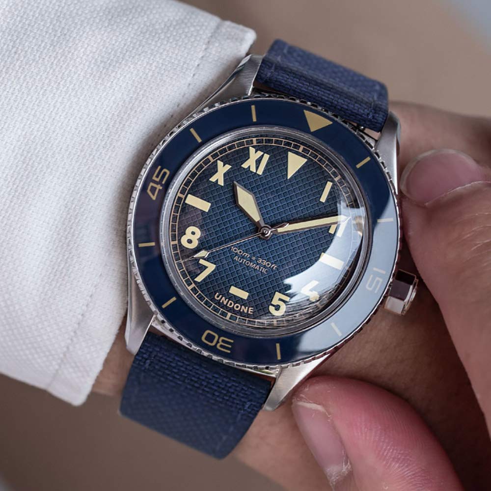 Undone Basecamp Cali Basic Vintage Automático Acero Azul Tela Reloj Unisex