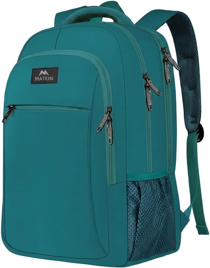 MATEIN Slim Laptop Backpack, Anti Theft 15.6 inch Computer Travel Backpack for Work Underseat Personal Item, Sturdy Water Resistant Daily Rucksack Bag Gifts for Men & Women, Peacock Blue