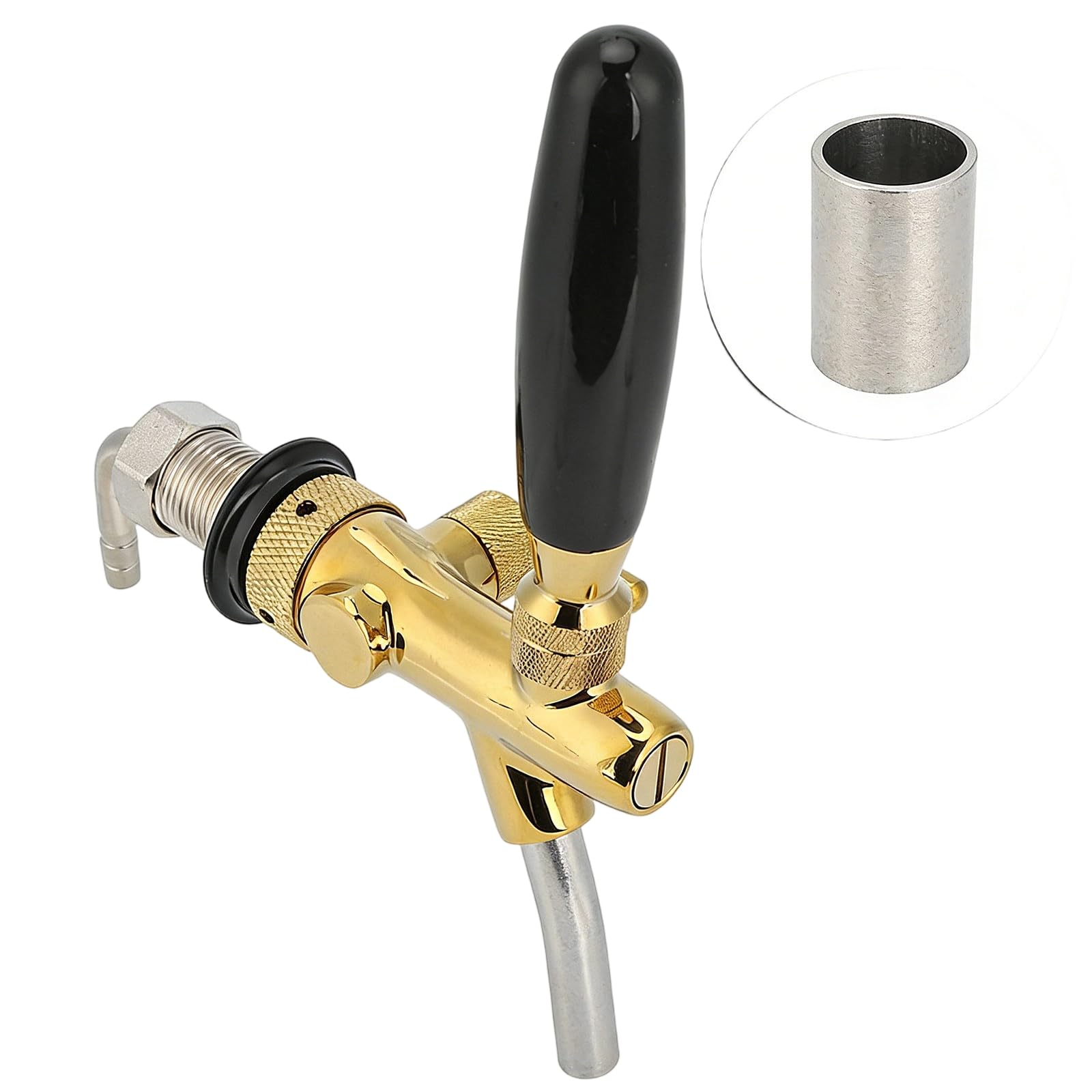 Generisch Wandmontierter Bierhahn aus Messing, Verstellbarer Fasshahn zur Durchflusskontrolle mit 5/8 Gewinde für Kegerator Gefrierschränke, Kühlschrank, Wand Bierflusskontrolle, Fasshahn