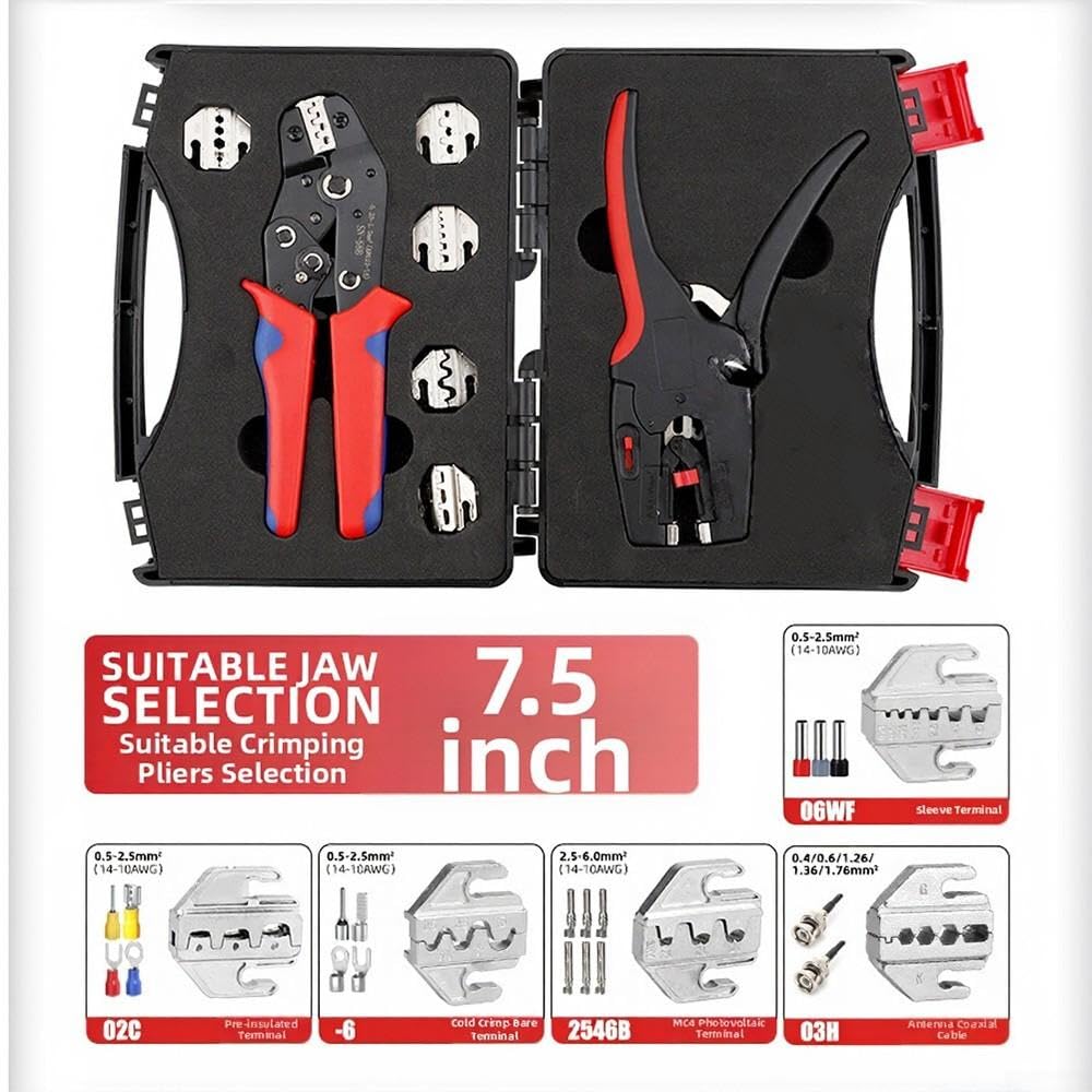 Pinza Crimpatrice a Cricchetto 7.5in 6 Matrici
