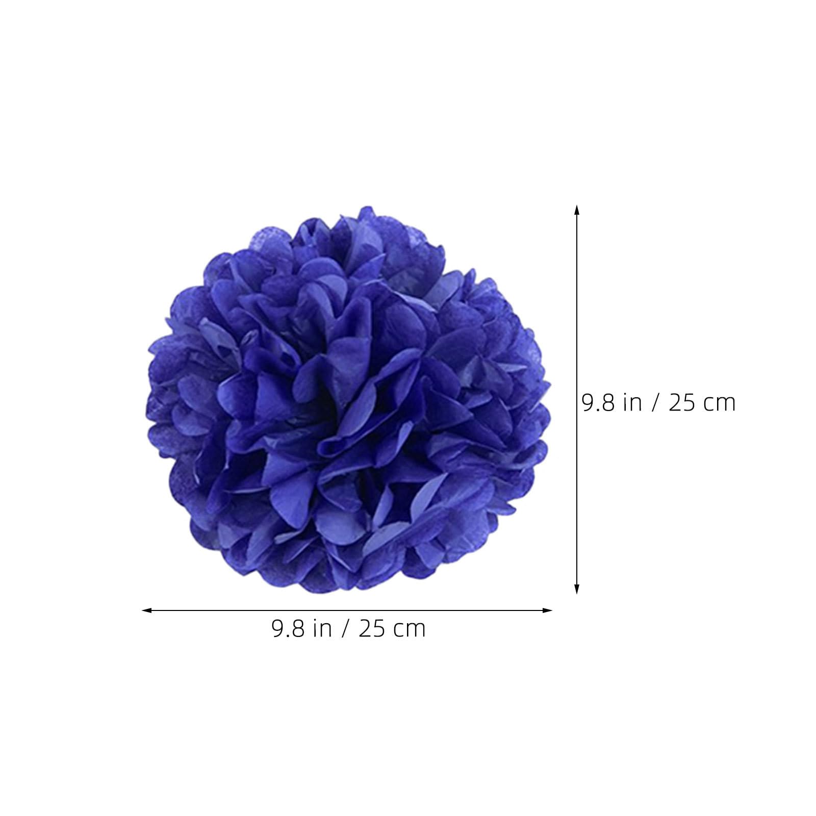 Lurrose 1 lot de pompons en papier de soie bleu : 20 cm, 25 cm et 30 cm. Fleurs en papier à suspendre, pompons pour décorations de fête, anniversaire, baby shower, mariage, décoration de plafond,