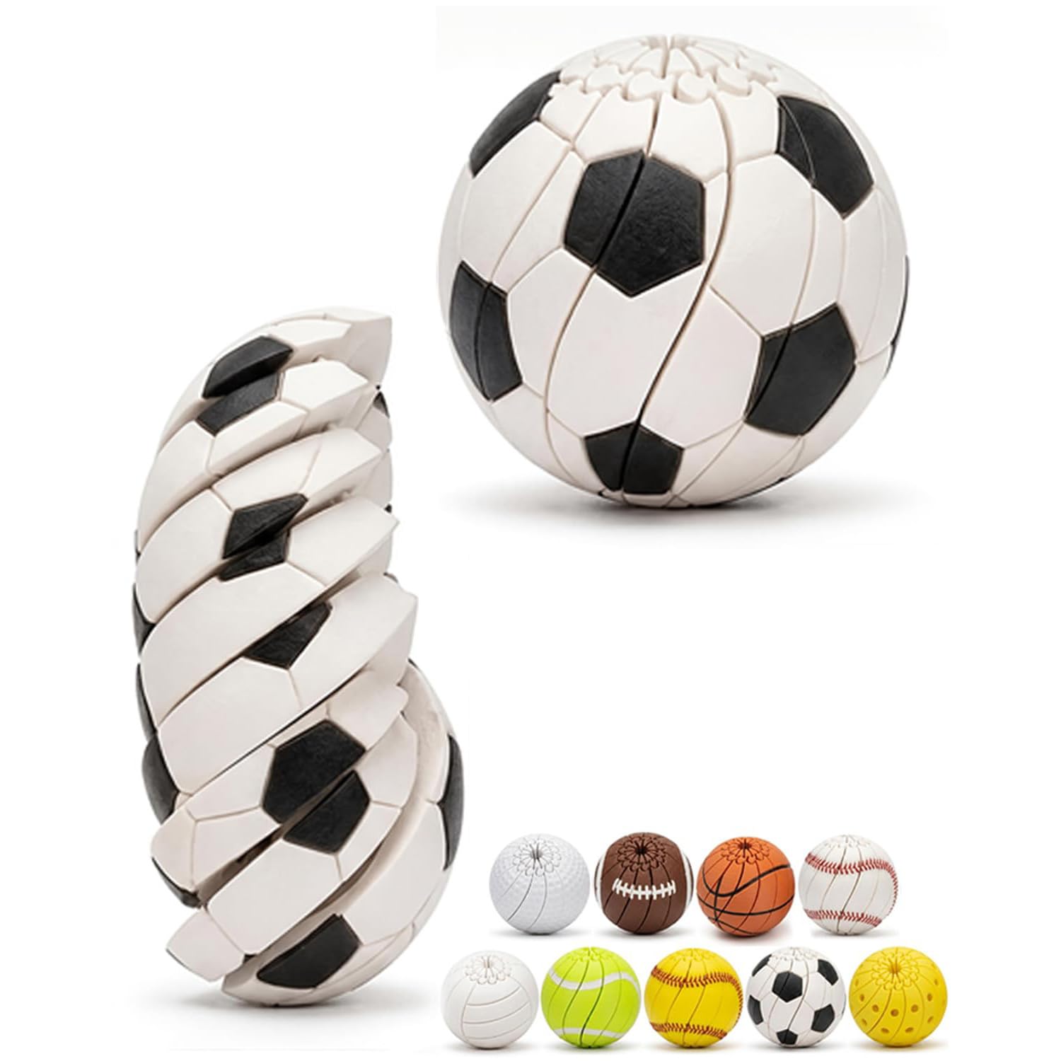 Baseball Fidget Ball, Baseball Fidget Ball Toy for Stress Relief, 3D Printed Twist & Turn Sensory Puzzle Ball, Portable Handheld Kinetic Focus Toy for Adults & Teens (D)