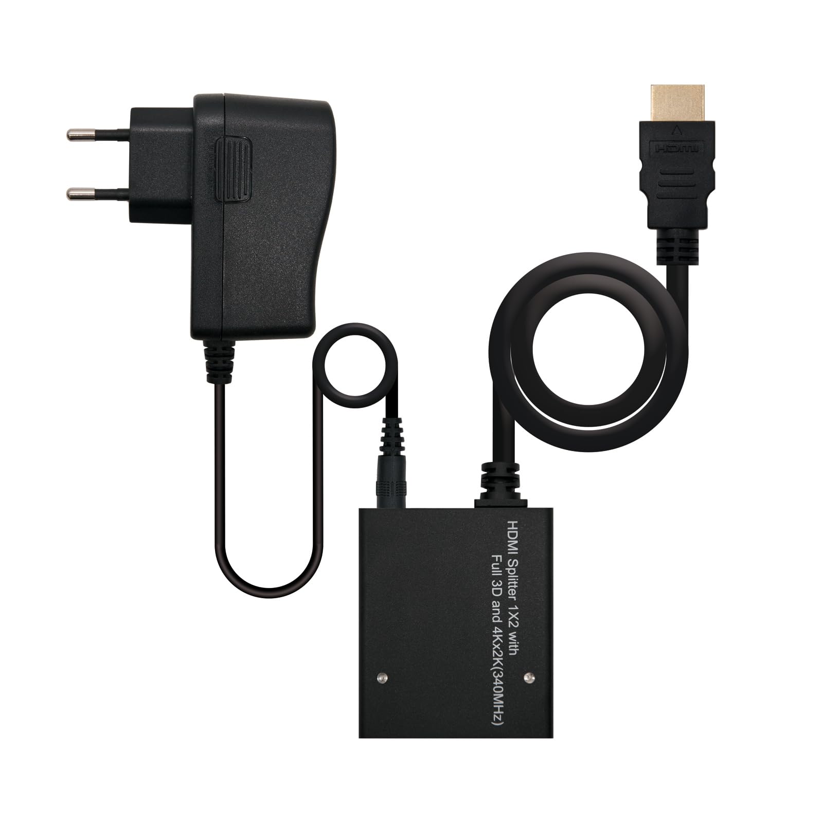 NANOCABLE 10.25.3502 - Splitter 1x1 ad Alta Velocità HDMI V1.3 con Treccia, con Cavo di Alimentazione e 50 cm