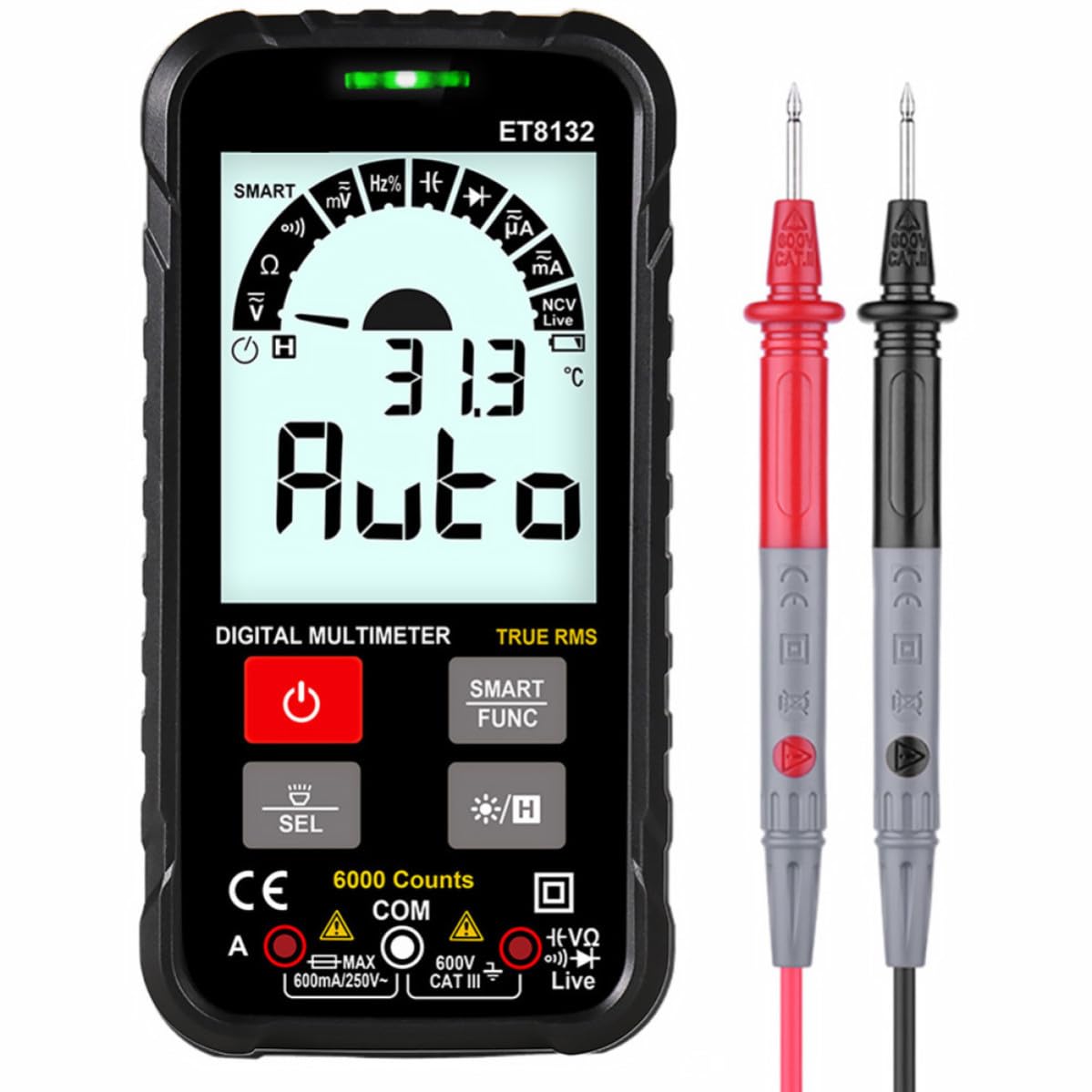 Et8132 Sicherheitsmultimeter mit Druckknopf, Tragbares Messgerät