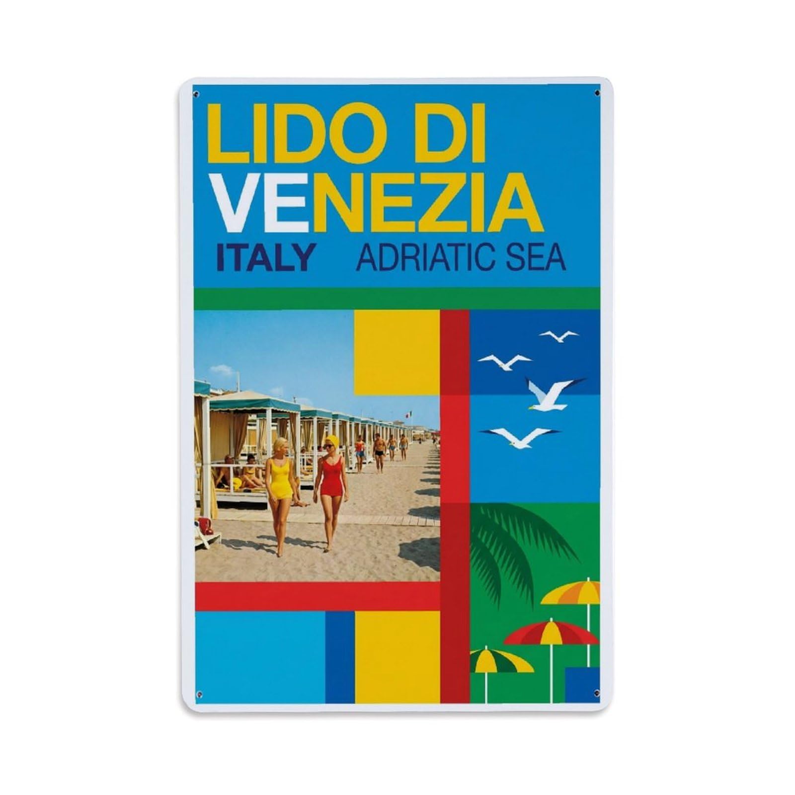 Olhnbad Style Lido Di Venezia Italy Adriatic Sea Coastal Travel Metal Tin Sign