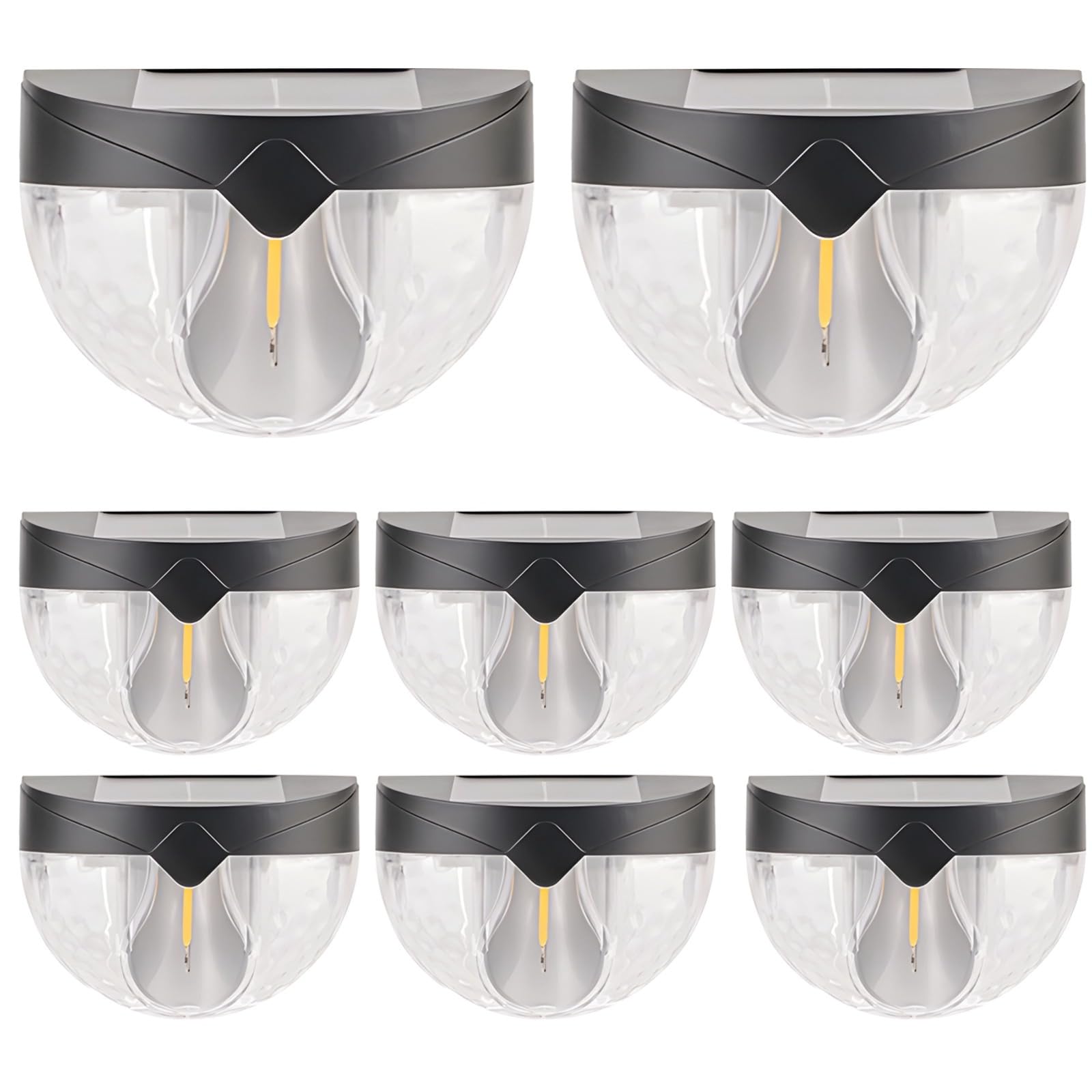 Lot de 8 lampes solaires en forme de demi-cercle pour clôture, étanche, appliques murales de jardin, lumières décoratives pour chemin, éclairage paysager à énergie solaire pour terrasse, cour, marches