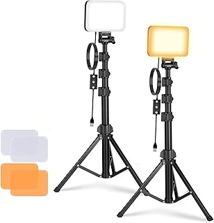 NEEWER Basics - Juego de 2 luces LED para panel de luz de video, luces de estudio portátiles regulables bicolor con soportes y filtros, 3200K-5600K 750lux CRI95 para grabación de video, fotografía de