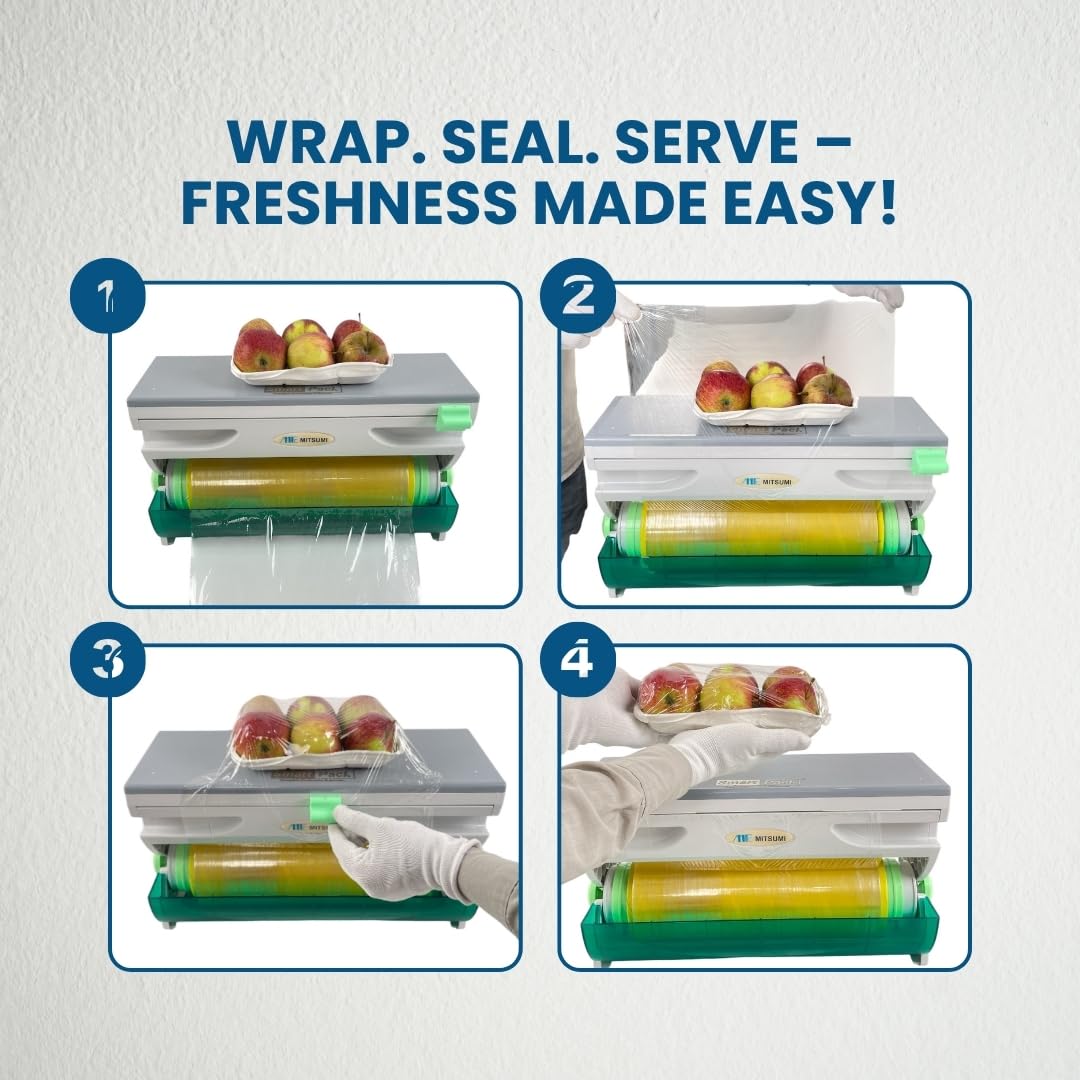 SMART PACK Table Top Vegen Cut Wrapping Machine for Vegetable, Bakery Food Wrap, Commercial Kitchens | Maintaining Food Freshness | Vegetable Wrapping Machine | Pack of 1 1