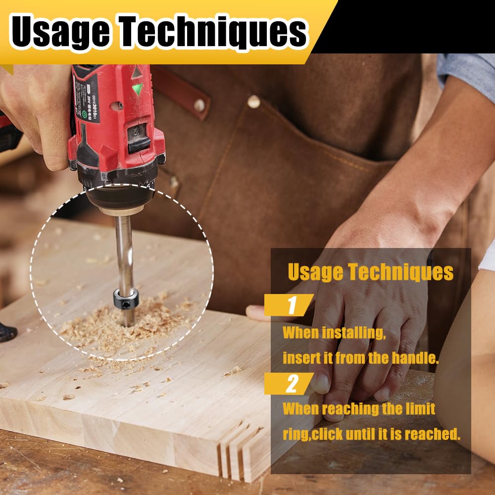 Depth Stop Drill Bit Set - Precise Drilling Control -6