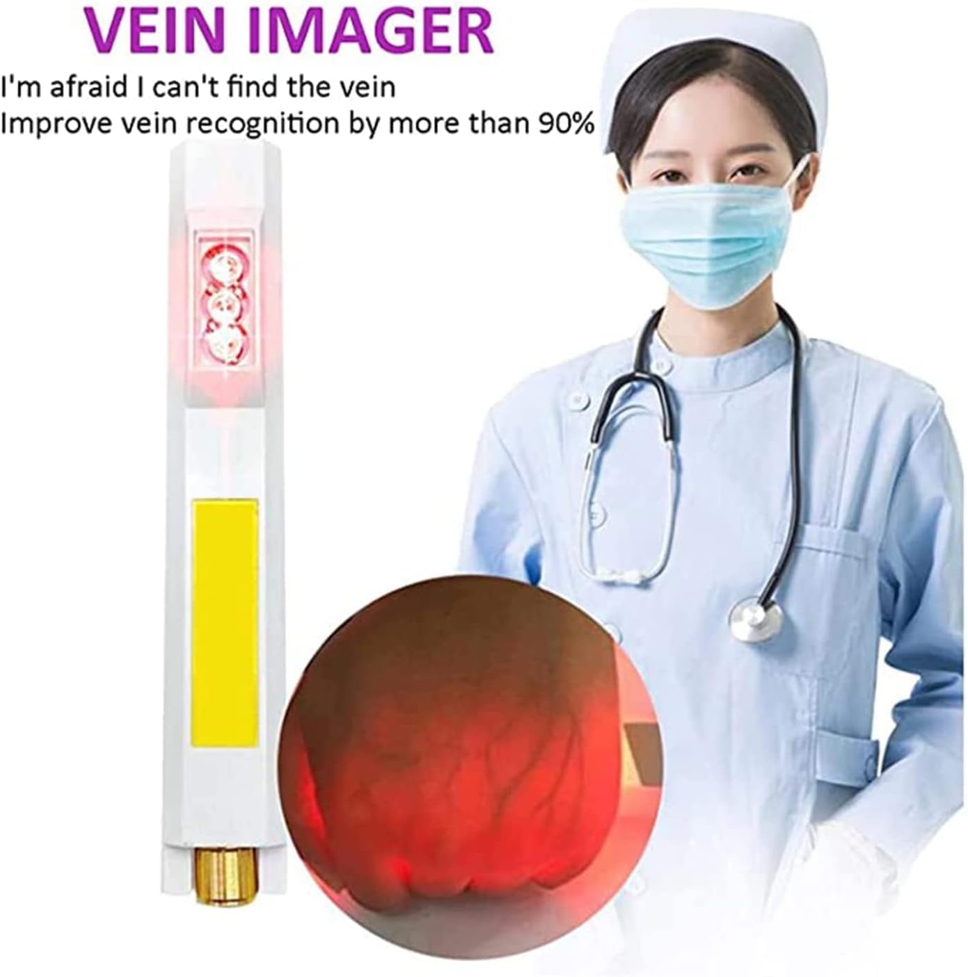 NAKEAH Détecteur de veine Portable, détecteur de veine médicale Portable, Instrument d'imagerie veineuse Rechargeable, Affichage du détecteur de veine for médecin, infirmière
