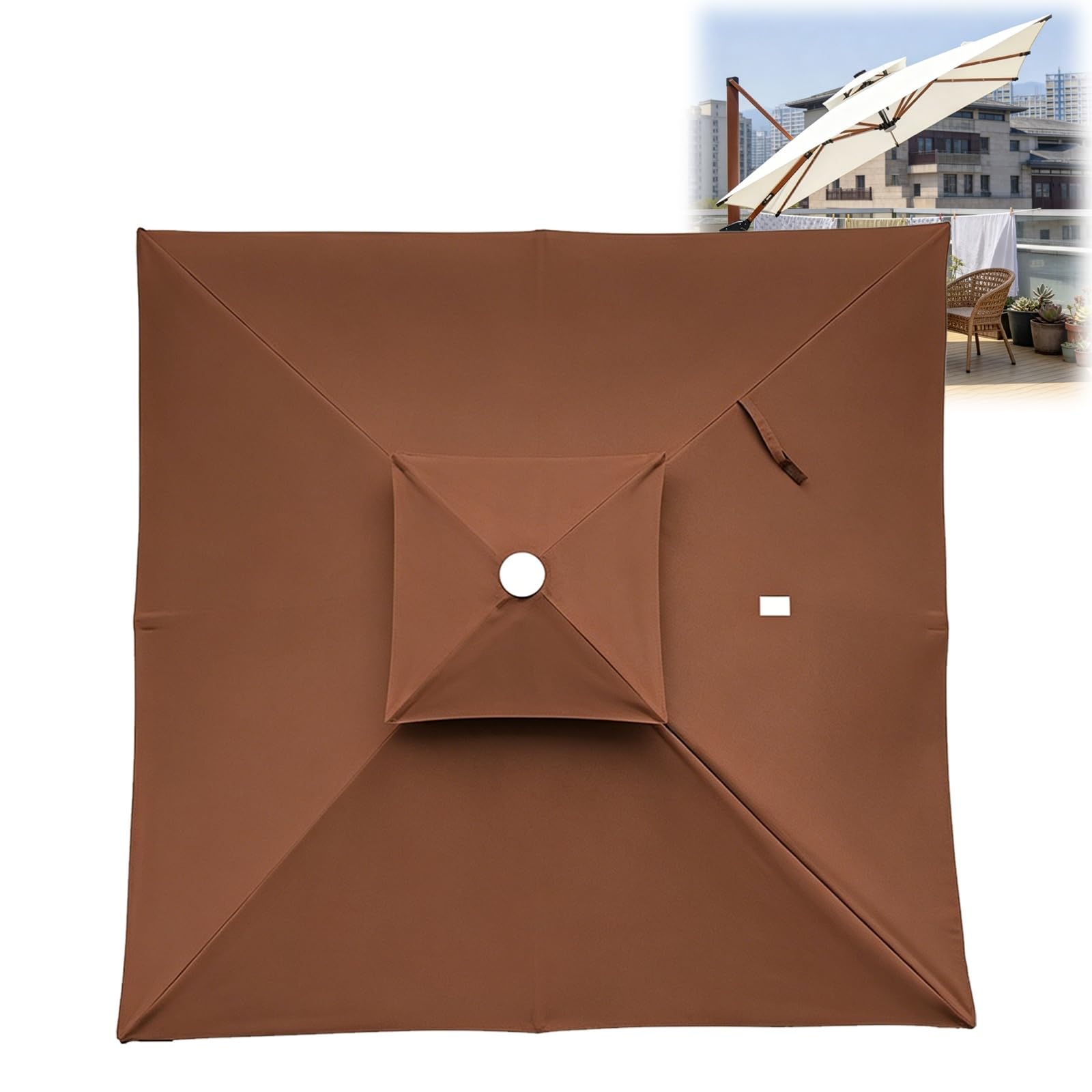 Cafusesdd O Pati Umbrella Replacement Cover, Square Pati Umbrella Top Cover, Umbrella Canopy Replacement For Utdoor Garden Backyard Pool, Canopy Nly(,8.2*8.2Ft)