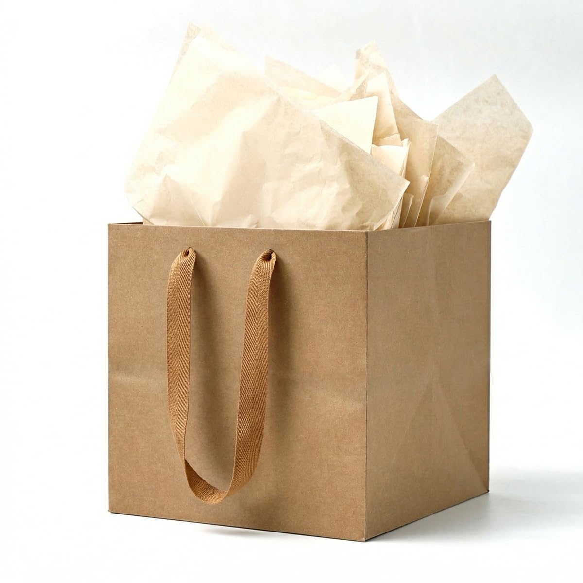 Aosric Brown Gift Bags with Tissue Paper, 24 Pack 25x25x25cm Square Reusable Goodie Bag for Christmas Gifts, Halloween Treats, Wedding, Baby Shower, Birthday Party Favor, Return Gifts