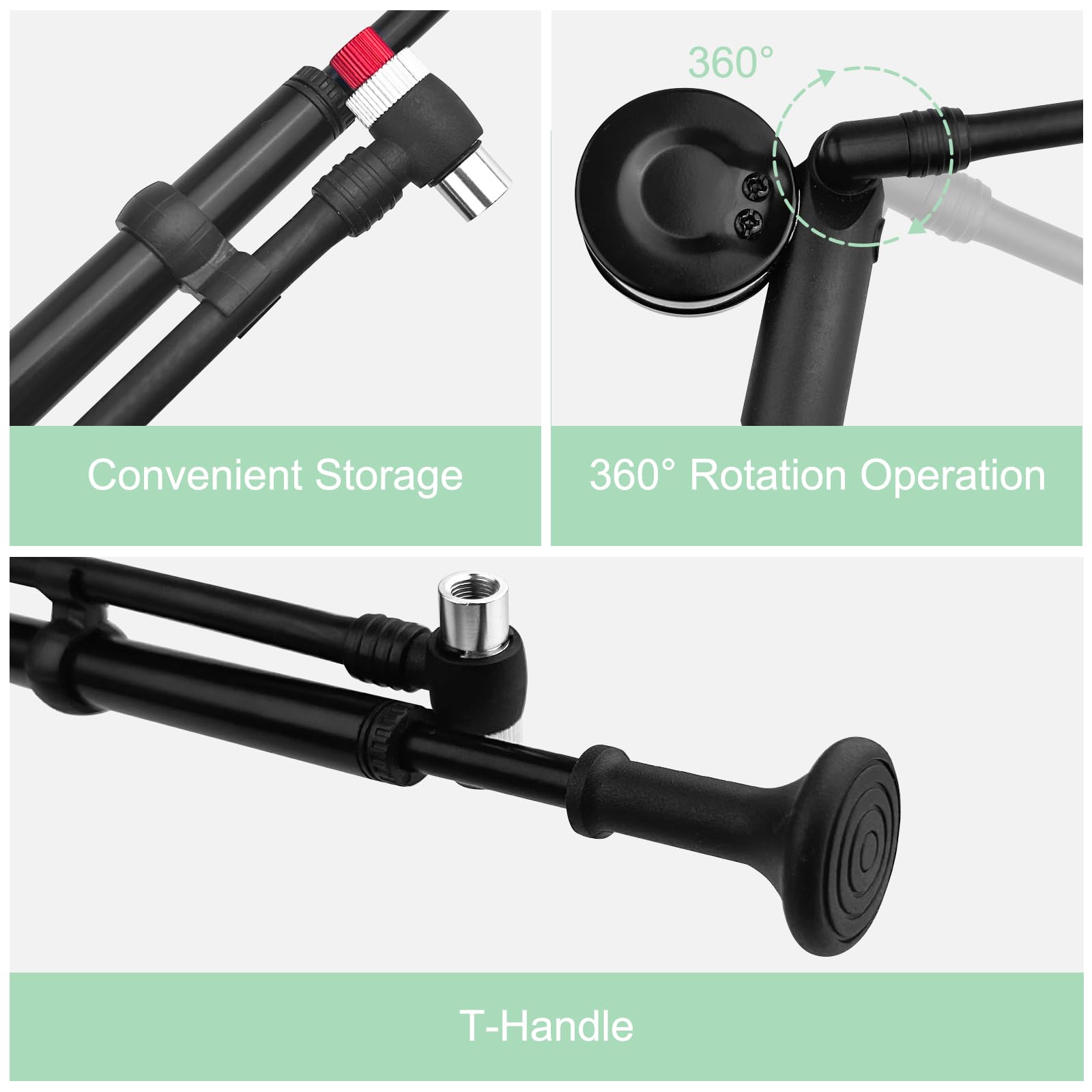 Maxentico Pompe à Vélo (Max 300 PSI), Mini Pompe Velo avec Manomètre, Pompe à Choc Haute Pression VTT, Pompes Amortisseurs avec Baromètre, Pompe à Fourche, Pompe Portable avec Bouton de Purge