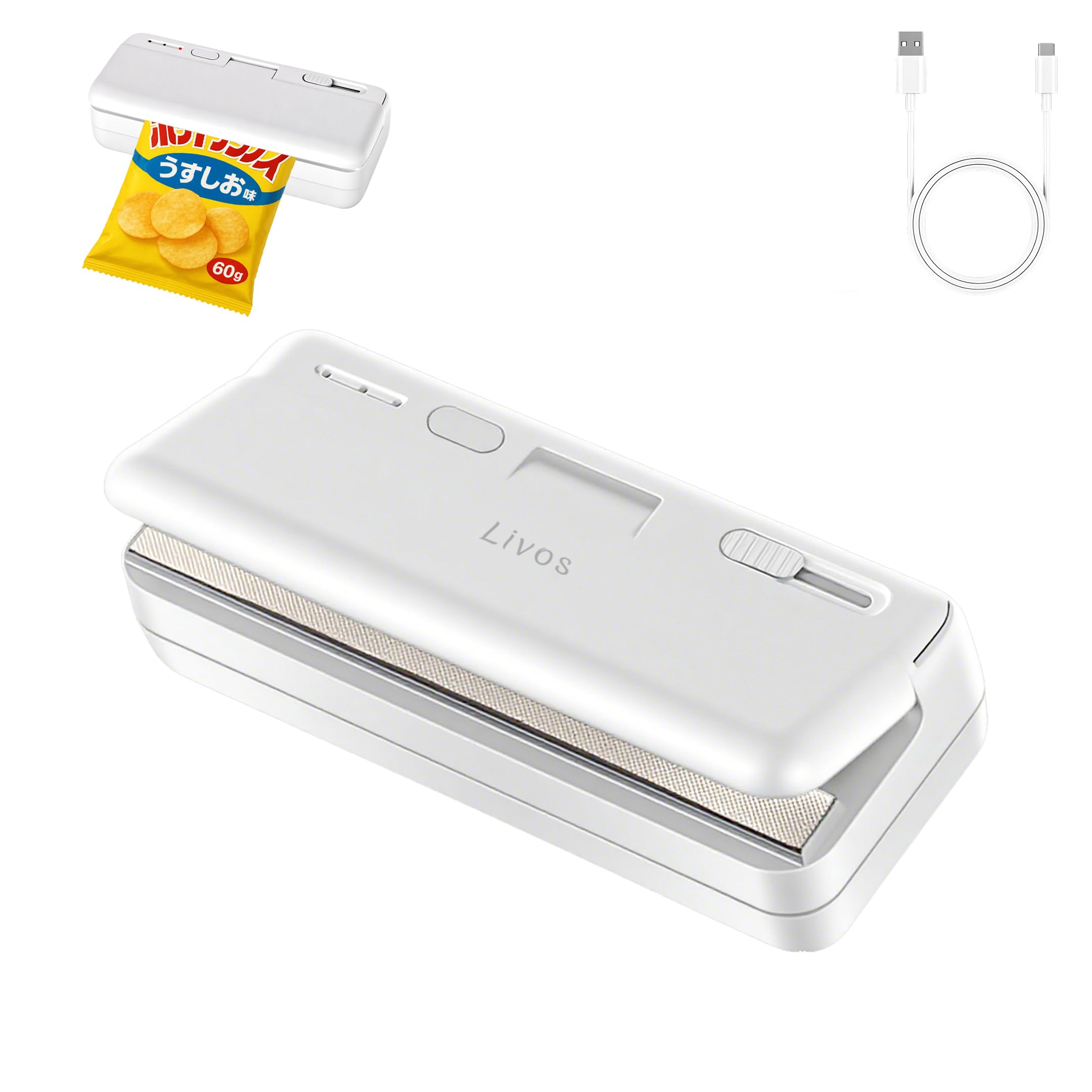 Livos ヒートシーラー ハンディ 家庭用 小型 フードシーラー 軽量 カッタ…
