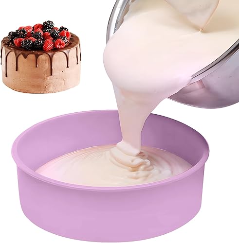 Miniatura 12 de Paquete de 2 moldes redondos de silicona para tartas de gasa, sin BPA (color D, 4 pulgadas) Color-D- 4 pulgadas,Color-A -10 pulgadas,Color-B -8