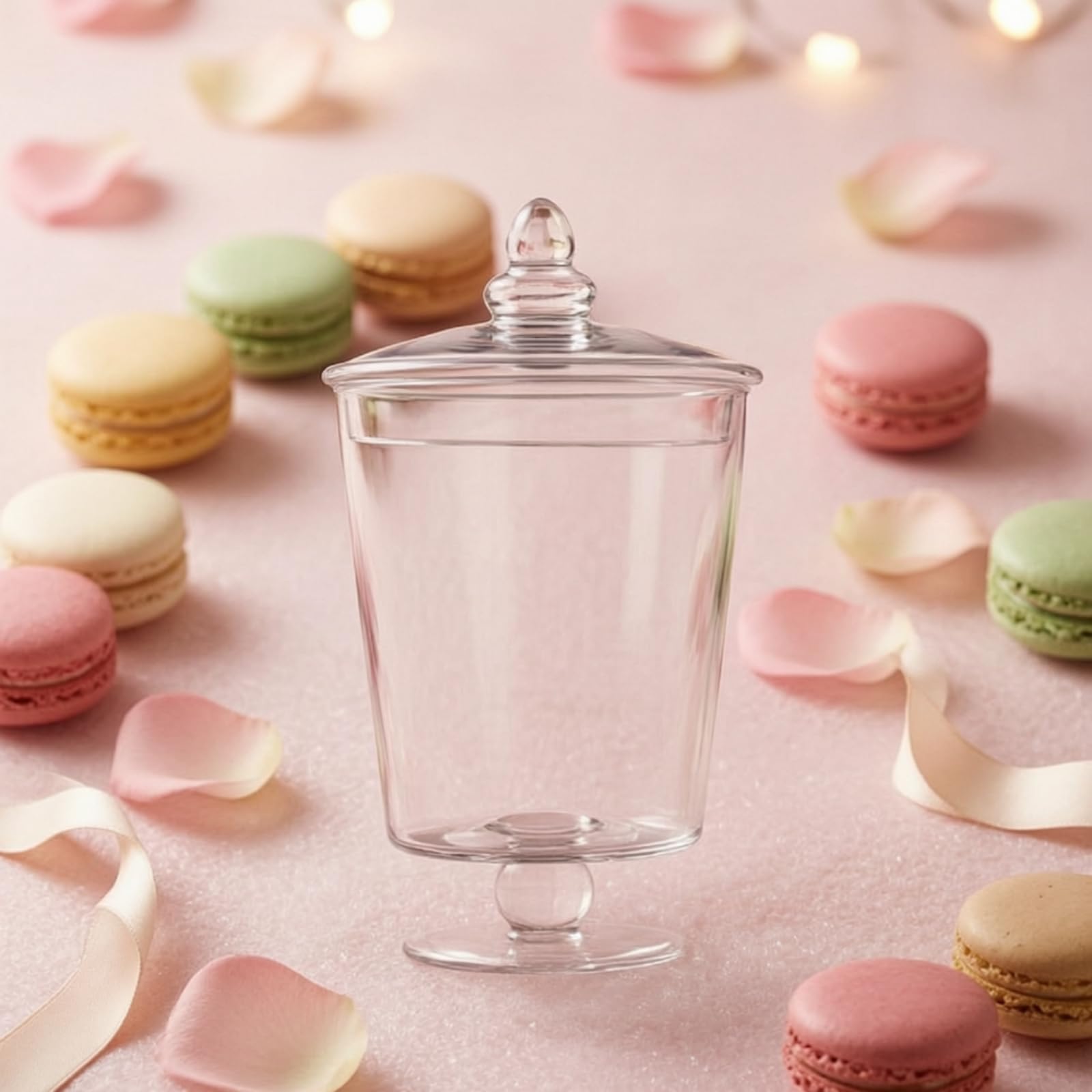 KESOTO Tarro Industrial de Cristal Transparente con Pie de Pedestal y Tapa Ajustable para Organizar Snacks Decoración de Bodas Capacidad, Mediano