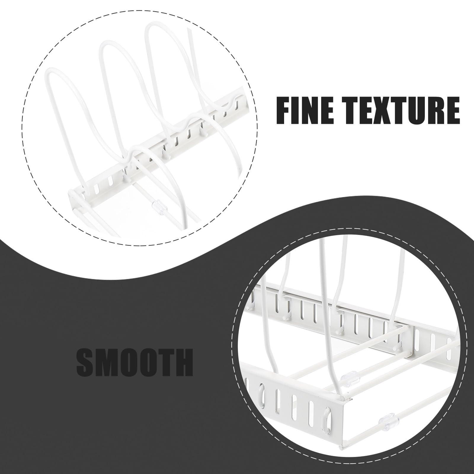 Soporte para Tapa de Olla de Hierro Blanco Extensible de Mesa | Organizador de Cocina, Superficie Curvada Estable E, Diseño Sencillo y Creativo