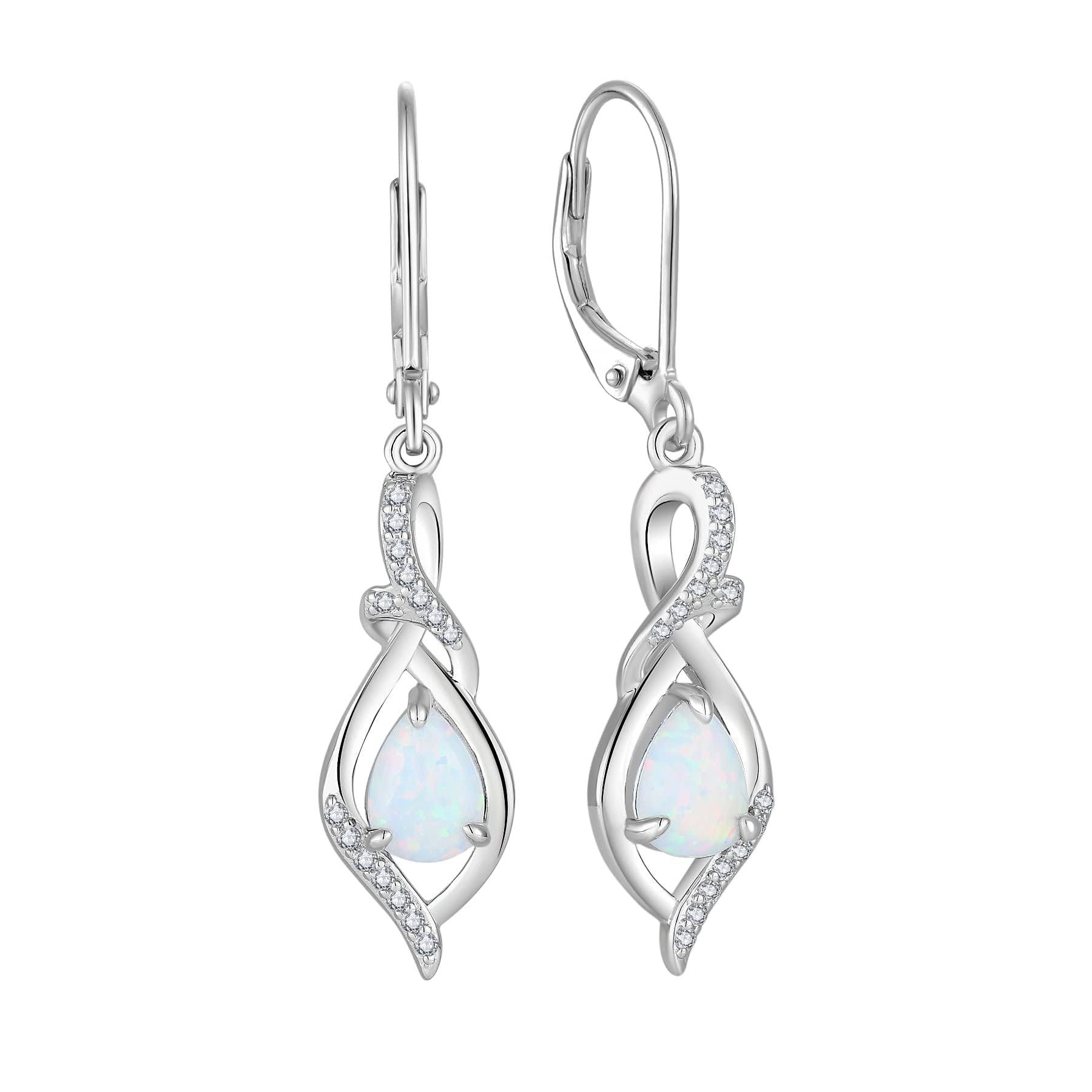 Damen Opal Ohrringe Tropfen Hängend 3A Zirkonia Geburtsstein Schmuck Muttertag Valentinstag Weihnachten Geschenke für Frauen