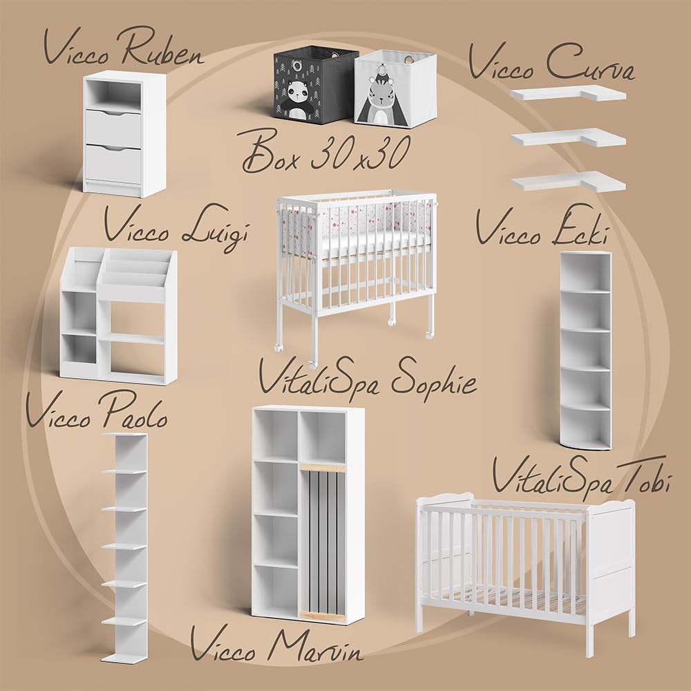 Vicco Fasciatoio Lena, Bianco/Sonoma, 75.2 x 101.5 cm, convertibile in comò normale dopo il periodo del fasciatoio